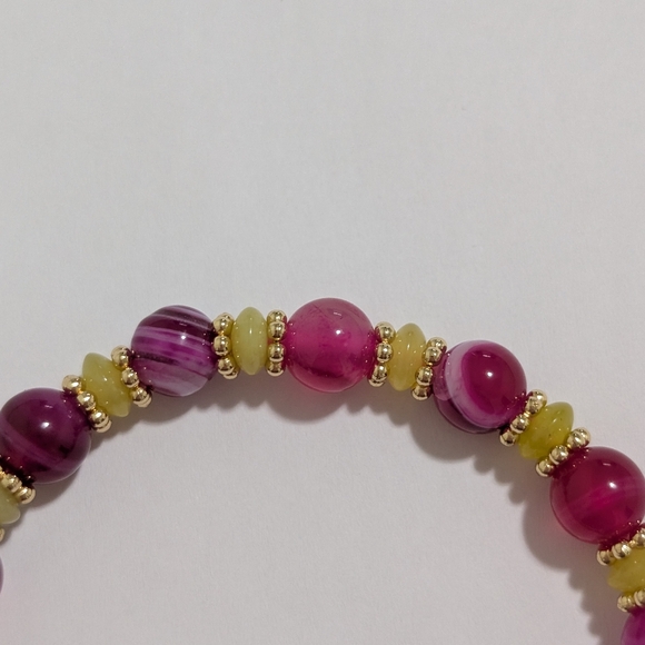 Striped Agate/Lemon Jade Bracelet - Picture 5 of 11